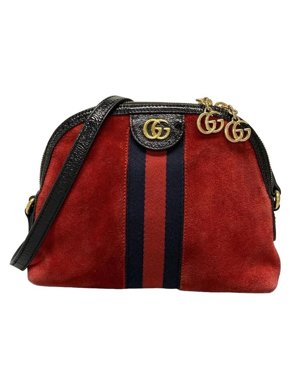 Authentic GUCCI Ophidia Suede Patent Leather Canvas Shoulder Bag br484-120725 - Picture 1 of 16
